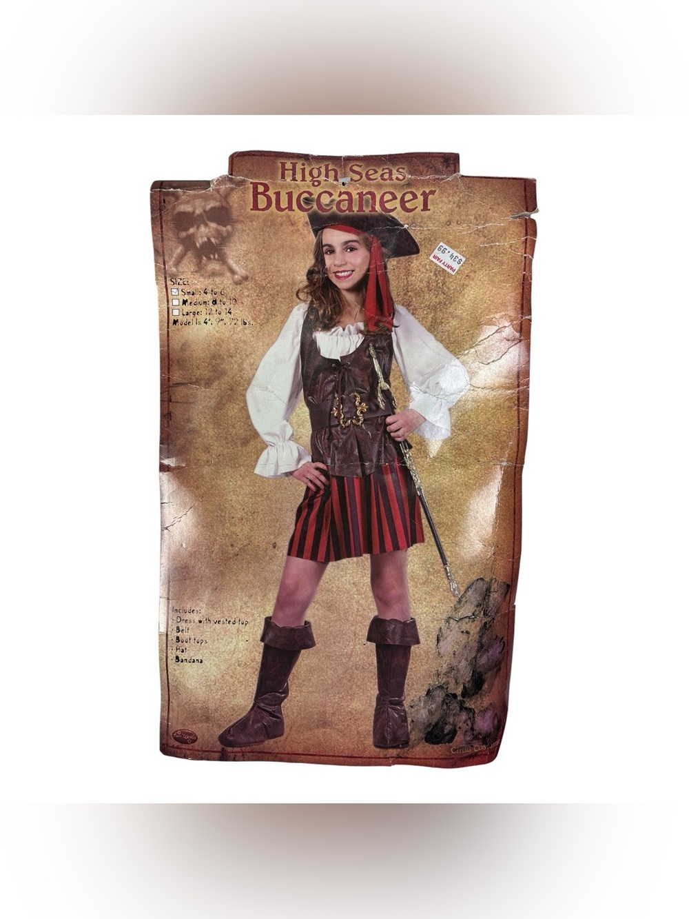 Fun World High Seas Buccaneer Pirate Girls Small 4-6 Halloween Costume Party New